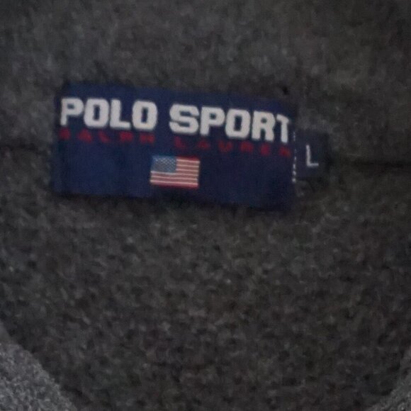Vtg '90S Polo Sport Ralph Lauren Gray Quarter Zip Spell Out Pullover Sweater L - Picture 4 of 10